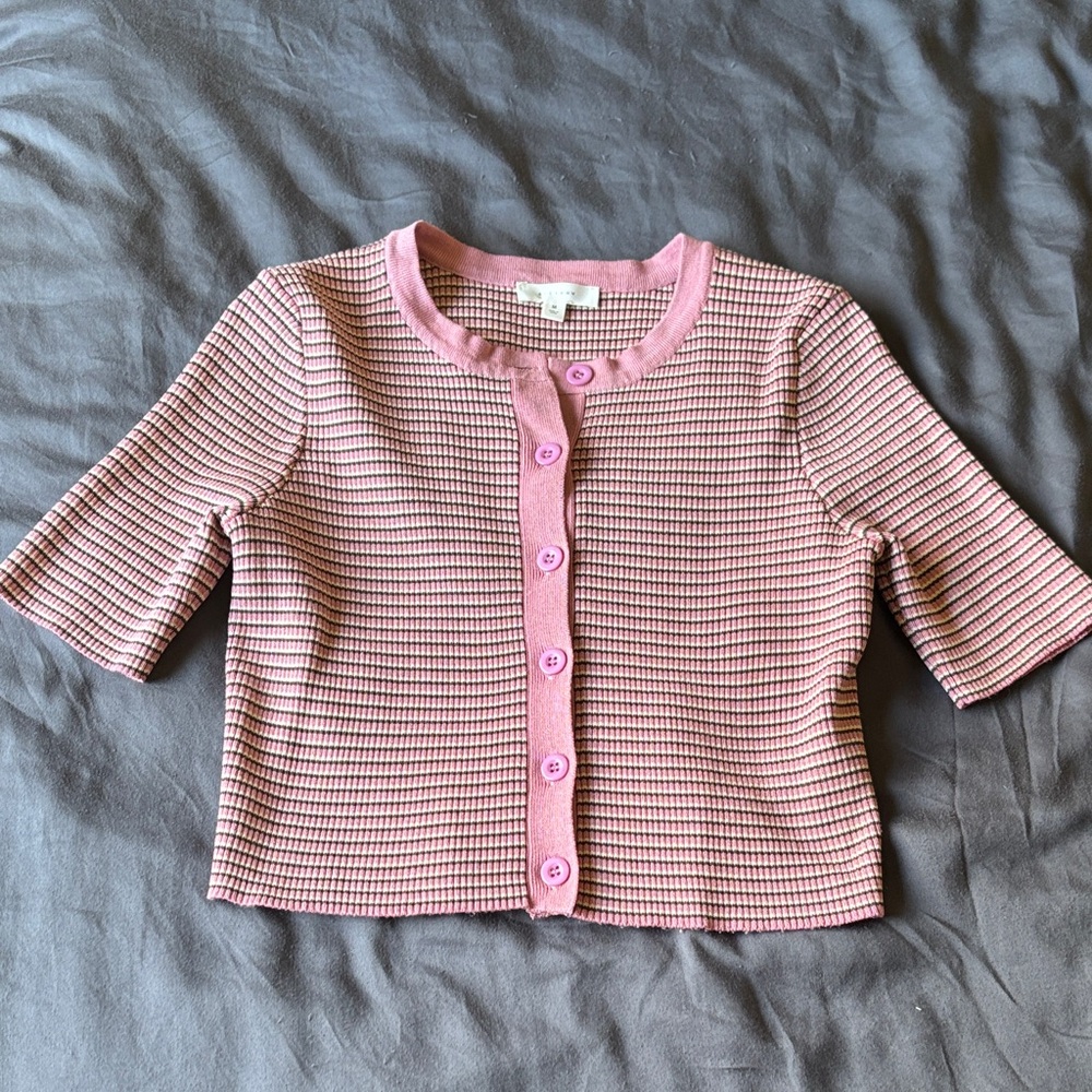 All Row Pink Striped Crop Top